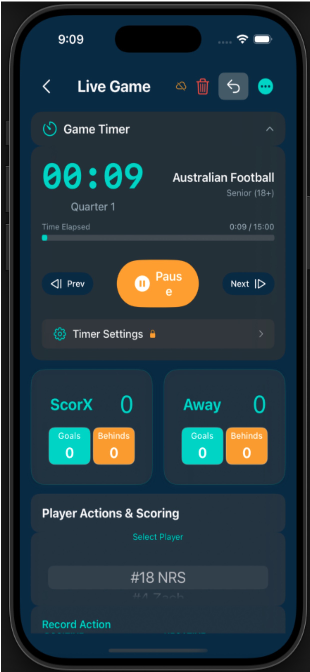 Active Game Scoring - Easy tap interface