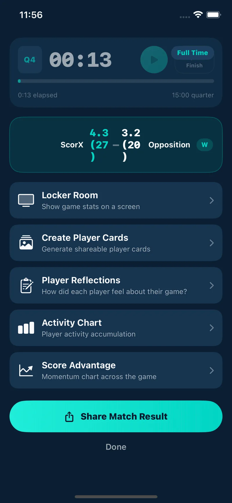 Game and season summary view behind the AI-generated season narrative